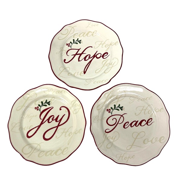Better Homes &‎ Gardens Heritage Set of 3 Holiday Sentiments 8.75" Dessert Plate - Picture 1 of 9